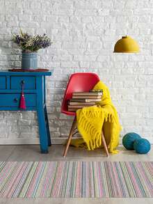1pc Classic Vintage Moroccan Striped Geometric Retro Pattern Area Rug/Carpet/Door Mat/Runner, Suitable For Bathroom, Kitchen, Entryway, Hallway, Bedside, Living Room, Bedroom, Soft And Washable, Home Decor - Multicolor - View 4