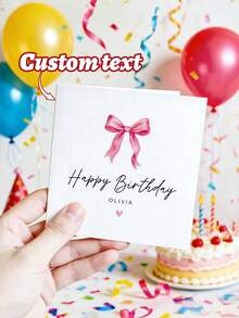 1 Thiệp chúc mừng sinh nhật nơ hồng tùy chỉnh chữ, Thiệp chúc mừng sinh nhật cá nhân hóa, Thiệp sinh nhật nơ hồng, Thiệp sinh nhật làm quà tặng, Thiệp sinh nhật tùy chỉnh, Thiệp mời sự kiện - Nhiều màu - Xem 7