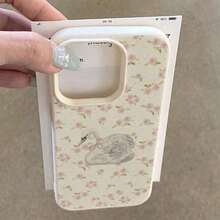 1pc Vintage Floral Heart Frame Swan Pattern TPU Phone Case Compatible With IPhone 17 Pro Max/17/16 Pro Max/15/13/12/11, S20 FE/A15/S24/A55,  Note 11/12/13 Pro, Full Body Soft Protective Cover - 款式11(1pc) - 查看 3