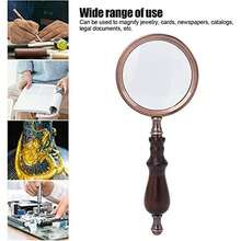 ZJchao Lupa de Mano Antigua, 10X Lupa de Lectura Retro Hecha de Metal con Mango de Madera para Ancianos, Afición, Artesanía, Relojero - / - Ver 3