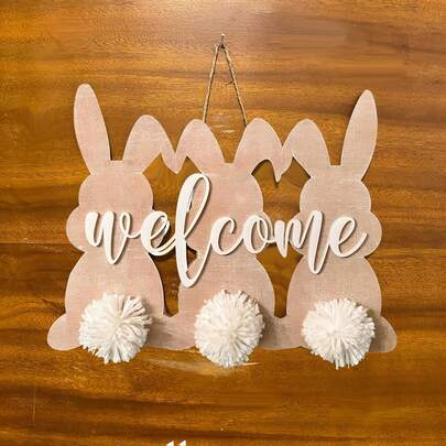 这款多功能兔子门挂装饰品（1个）可为任何空间增添复活节的魅力。中性的木色调和可爱的造型适合各种装饰风格，从现代农舍风到温馨小屋风皆可。您可以将其挂在前门、壁炉架或露台墙上，也可以将其作为春季的亮丽装饰品。