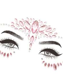 1sheet Water-Drop Gemstone Shaped Eye Tattoo Sticker - Baby Pink - View 4