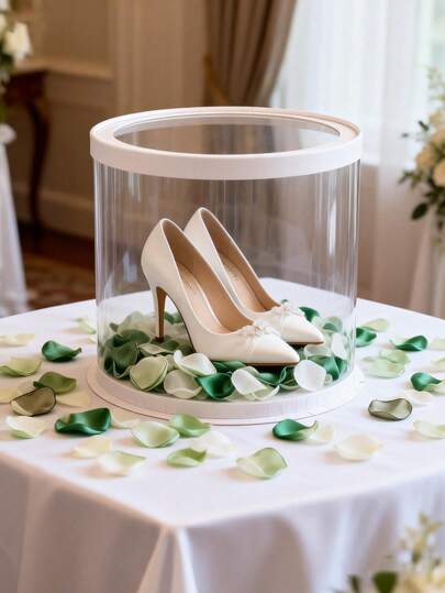 10 Inch White Wedding Clear Gift Box, White Bride & Groom Cut Transparent PVC Wedding Favor Gift Box, Cylindrical Gift Packaging Box, Suitable For Wedding Decor, Romantic Anniversary Gift Boxes, DIY Gift, Candle Packaging, Party Supplies, Gift Packaging - Reusable, Multipurpose Container, Easter, Mother's Day, Party Favors, Small Business Supplies, Packaging Box, Party Supplies, Back To School