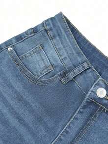 Y2K Style High Waist Light Blue Denim Jeans, Cropped Length, Slim Fit Skinny Pants, Flattering Silhouette, Suitable For Spring/Summer, Holidays, Festivals, Casual Denim Outfits, Jeans, Trousers, Outings, Women's Denim Jeans, Women's Denim Outfits, Women's Denim Pants, Curve-Hugging - 輕洗 - 查看 12