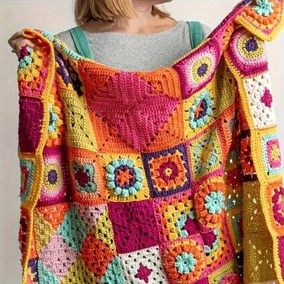 Conjunto de 1/20 quadrados de crochê florais feitos à mão - Padrões vibrantes, ideais para decoração de tricô DIY, acessórios para casa, enfeites de roupas, aquecedores, artesanato e projetos de costura. Ótimo para hobbistas (estilos aleatórios), para decoração de casa, mantas, bolsas, carteiras, peças de tricô, toalhas de mesa, cortinas, etc.