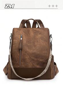 高级防盗女士背包；最新款个性化休闲柔软真皮女士背包；大容量可扩展多功能旅行背包；多用途学生背包 - 彩色 - 查看 13