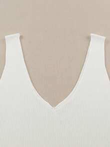 Acelitt Áo tank top dệt kim cổ chữ V không tay màu trơn dành cho nữ, kiểu dáng thường ngày, hở lưng, thích hợp cho kỳ nghỉ hè, màu trắng. - trắng - Xem 8