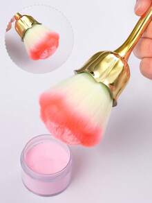 1/2支装专业玫瑰形指甲除尘刷，超柔软尼龙蓬松刷毛指甲清洁工具，多功能玫瑰指甲刷，指甲配件工具除尘刷 - 彩色 - 查看 2