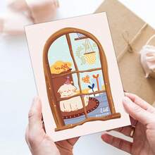 1pc Eid Mubarak Greeting Card - Cute Puppy Design, Ramadan Themed Paper Card With Envelope, Islamic Holiday Card For Eid Mubarak Celebrations, Ideal Gift For Family & Friends - Multicolor - View 5
