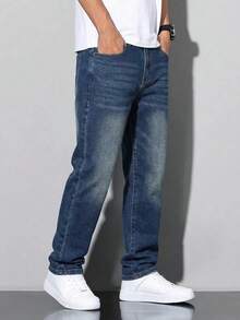 Tween Boys' Elastic Waist Straight Leg Casual Jeans - Medium Wash - View 5