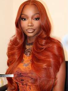 10-36 Inch Body Wave Lace Front Wigs Human Blended Hair Pre Plucked Glueless Wigs 13x4 HD Body Wave Lace Front Wigs Human Blended Hair For Women 180% Density Lace Closure Wigs Ginger Orange 350 - S350 - View 2
