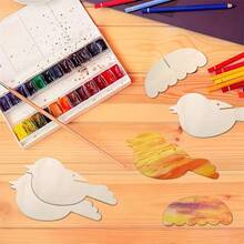 5pcs Unfinished Wooden Bird Decoration Set | Wooden Birds With Wings And Hanging Ropes, Suitable For Painting, Easter Crafts, Christmas Tree Decorations And Handmade Gift Materials, Rustic Style Decor - Multicolor - View 6