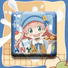 Anime Food Party Series Anya Personal Badge, Square Double-Sided Glitter Badge, Gift, Holiday Gift, Birthday Gift, Perfect Gift - Multicolor - View 6