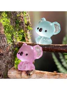 6pcs Luminous Mini Resin Koala Figurines, Suitable For DIY Gardening Micro Landscape Aquarium Plant Decor Party (Random Colors), Resin Animal, Koala, Mini Animal - Multicolor - View 5