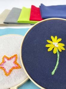 2pcs 30cm/11.81in Faux Linen Cross Stitch Fabric, Available In Lake Blue, Navy, Gray, Red, Beige, Green, For DIY Embroidery And Crafts - Two 30*30cm Imitation Linen Fabric Sheets - View 5