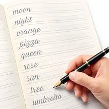 Sổ tay luyện viết thư pháp 56 trang - Chữ hoa & chữ thường, số, từ và hướng dẫn kiểm soát nét viết, in trên giấy màu be (thân thiện với mắt) - Bút mềm hỗ trợ luyện viết, khổ A4. - A4 - Xem 3