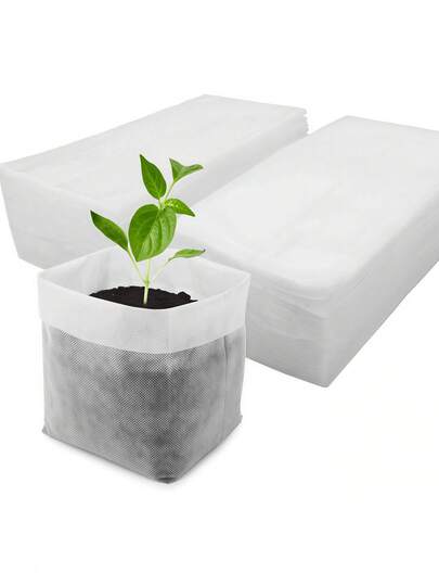 100pcs Non-Woven Thickened Plant Nursery Bags, Improve Seedling Survival Rate, Suitable For Home Garden, Greenhouse, Vegetables, Flowers, Potatoes, Tomatoes And Other Plants, Seed Germination Bags.