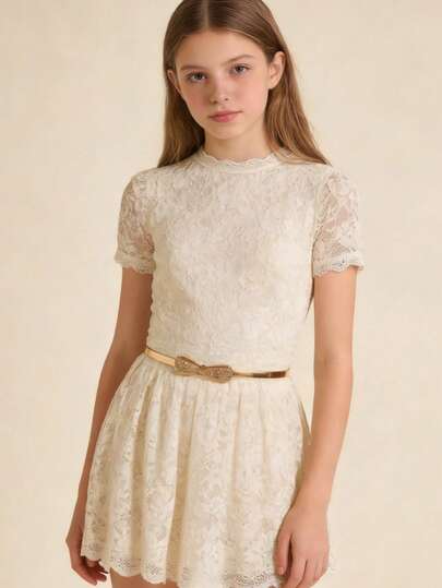 1条儿童弹力腰链腰带，女童腰带，Y2K风格水钻蝴蝶结金色弹力腰带，适合搭配连衣裙、衬衫，适用于派对、节日、生日、新年等场合。