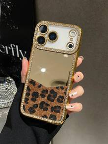 Funda de teléfono de moda con estampado de leopardo y cristales - Multicolor - Ver 5