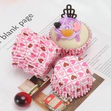 心形纸杯蛋糕衬垫，一次性松饼烘焙杯，适用于情人节、婚礼、生日、万圣节、圣诞派对 - 彩色 - 查看 8