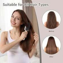 Curl Defining Brush, Curly Hair Brush, Slick Back Hair Brush, For Combing And Shaping Curls In All Hairstyles To Reduce Pulling (Beige) - ColorA - 查看 6