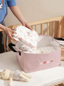 1个水果图案可折叠收纳盒，敞口收纳篮，带木柄，可折叠洗衣篮，家用浴室脏衣收纳箱 - 彩色 - 查看 13