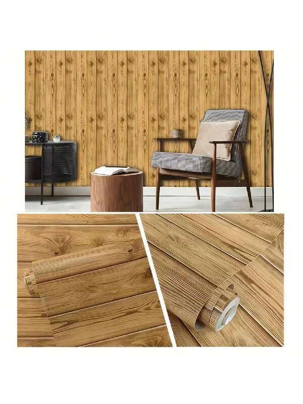 1 Roll Natural Wood Grain Removable Vinyl Contact Paper, Peel And Stick Wallpaper For Bedroom, Living Room, Cabinet, Countertop, 45cm X 500/300/100cm