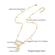 1件极简主义无限符号字母金色不锈钢串珠项链，女士款 - 金黃色微鑲 - 查看 2