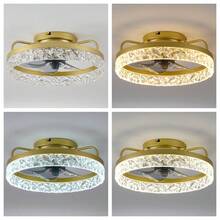 Ventilador de techo minimalista moderno Iceberg negro/blanco/dorado/café, ajustable con control remoto, adecuado para dormitorio, sala de estar, comedor, cocina, armario, estudio, sin interruptor incluido - Multicolor - Ver 7