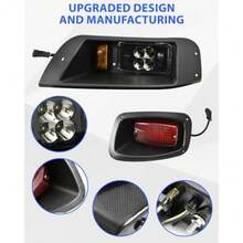 LED Headlight and Taillights Kit for E-Z-GO TXT 1995-2013 Golf Cart Accessories 12V Front Head Light Tail Light Compatible with EZGO TXT 1995-2013 Golf Cart Standard Factory Body - Negro - Ver 7