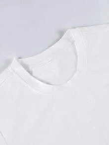 1 chiếc áo thun cổ tròn dáng casual thoải mái kiểu sinh viên tối giản dành cho bé trai tuổi teen - trắng - Xem 5