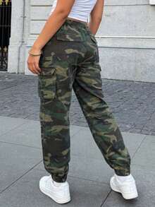 Women's Camouflage Drawstring Cargo Jogger Pants - Loose, Slim-Fitting, Multi-Pocket Casual Trousers, Versatile Daily Street-Style Pants - 迷彩 - 查看 3