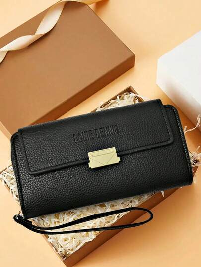 Portefeuille pliant pratique de couleur unie