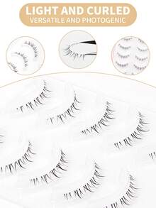 5 Pairs Flame Eyelashes, Natural Effect Eyelashes, Cartoon Style Eyelashes, Japanese Makeup, Anime Style False Eyelashes, Makeup Tools, Adhesive Eyelashes - Natural Lashes - View 4