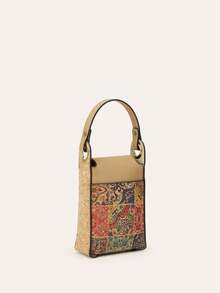 Porte-monnaie vertical décoratif à motifs bohèmes multicolores et éléments de miel, nouveau style de mode - Rouille - Voir 3