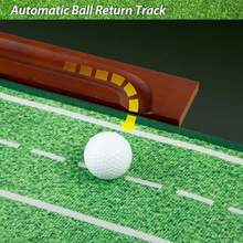 Golf Putting Mat with Ball Return - Putting Green Indoor Featuring 9ft Non-Slip Velvet Surface for Indoor and Outdoor - Smooth Skip-Free Walnut Ball Return System - Golf Practice Mat for Backyard - Verde - Ver 6