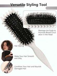 2035-Brushes Curling Hair Brush, Suitable For Styling, Shaping And Setting Curly Hair, For Both Men And Women, Can Be Used On Dry Or Wet Hair - 彩色 - 查看 4