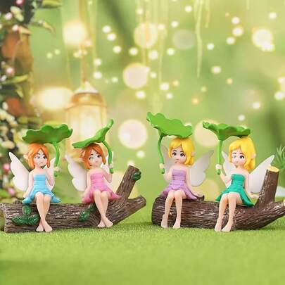 2pcs Resin Lotus Fairy Girl Figurines, Car Dashboard Decor, Cute Desktop Decoration, Home Decor, Micro Landscape Ornament, Holiday Decoration, Perfect Gift For New Year, Festivals (Random Style)