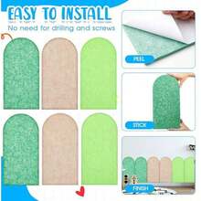 Jetec - Juego de 6 almohadillas para orejas de pared de fieltro para niños, anticolisiones, 3D, 15.75 x 7.87 x 0.35 pulgadas, panel de pared autoadhesivo para cabecero tapizado para autismo y sala de - Verde - Ver 4