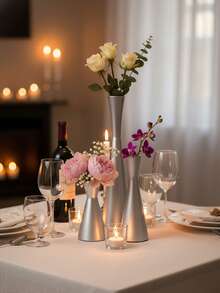 1 Pc/1 Set Tapered Waist Metal Craft Vase, Modern Light Luxury Twisted Pattern Flower Vase, Suitable For Dining Tables, Weddings, Birthdays, Living Rooms, Entryways, Tea Rooms, Tabletop Decorations, High-End Restaurants, Fireplace Mantels, Family Gatherings Celebrations, Decorative Ornaments, Yoga Meditation, Aromatherapy Spaces - Multiple Styles - View 3