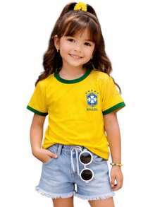 Girls' Brazil Shirt, Sizes 4 To 14 Years. - 黃色 - 查看 3