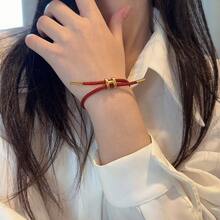 1pc Adjustable Stainless Steel Wire Rope Bracelet, 3D Hard Gold Plated - Adjustable Hand Strap - View 7