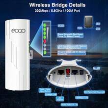 Puente inalámbrico de punto a punto con soporte para Starlink Internet puerto LAN Gigabit RJ45 de 3 KM puerto LAN de red 5.8G WiFi de red CPE punto de acceso con antena de 16dBi para exteriores - blanco - Ver 4