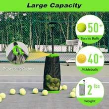 Lightweight Tennis Ball Hopper Holds 50+ Tennis Balls or 40+ Pickleballs Durable and Portable Adjustable Tennis Ball Picker Great for Hard Court Clay Grass Car Trunk - Amarillo - Ver 3