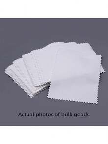 100 件装纯色防锈抛光布适用于珠宝和手表银清洁布，主要颜色为灰色=白色（散装） - 灰色 - 查看 2