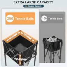 Extra Large Tennis Ball Hopper Holds 200 Balls Foldable Tennis Ball Basket with Wheels and Removable Bag Lightweight Pickleball Caddy Cart for Baseball/Softball for Training/Teaching - como en la foto - Ver 3