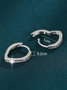 1 Pair Women's Earrings, Fashionable Commuter Earrings, Minimalist Hoop Earrings, Classic Style Embedded Synthetic Zirconia Earrings, Women Accessories - Earrings - View 4