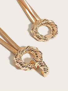 1pc Children's Pearl Elastic Waist Chain Belt, Girl Belts, Belts For Girl, Y2K Girl's Minimalist Sweet Double Circle Twist Spring Gold Waist Belt, Matching Skirts And Shirts, Party, Holiday Gift, Birthday Gift, New Year - Gold - View 5