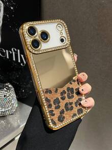 Funda de teléfono de moda con estampado de leopardo y cristales - Multicolor - Ver 3