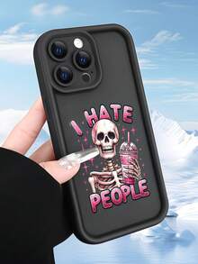 1个多巴胺渐变骷髅手机壳，兼容 16/17 Pro Max，全包防震保护套，简约设计，可爱卡通风格，完美保护您的手机，兼容荣耀X7/三星Galaxy A56 5G/Smart 8/Hot 40/传音Spark 30C/Spark Go 2024/红米Note 14 5G/摩托罗拉Moto E22/E22i/OPPO A54，国际版，非国内版 - 黑色 - 查看 5